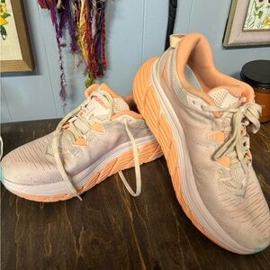 Hoka One One Women's Athletic Shoes in Peach and Cream